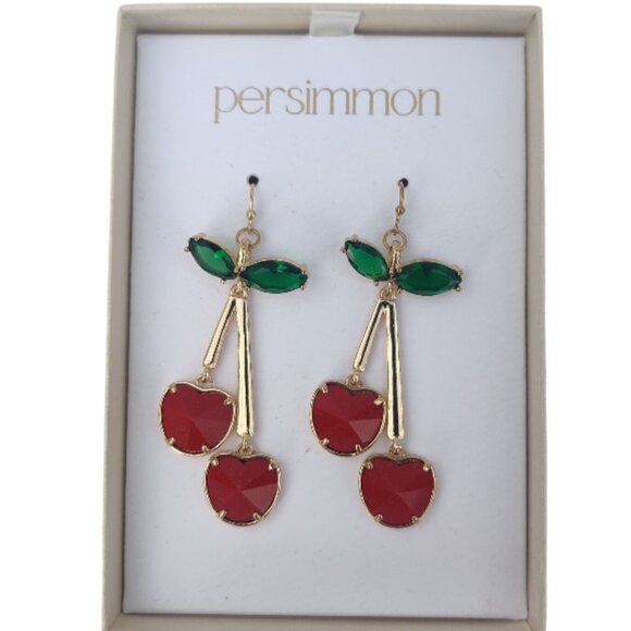 Persimmon Cherry Drop Earrings - Picture 1 of 3
